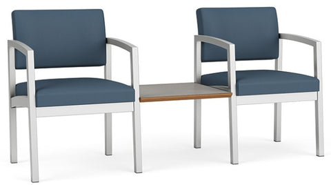 Lesro Lenox Steel 2 Chairs with Connecting Center Table - LS2201 Quick Ship