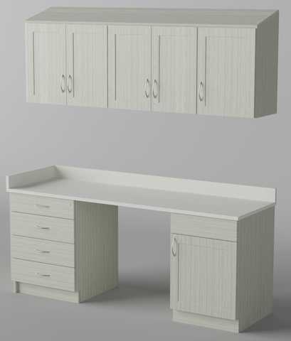 Exam Room Cabinet Package D - Shaker door styling w/ Center Open Desk 78""w