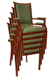 Assisted Living Aluminum Wood Dining Chair- Madison Promo with front casters and arm caps