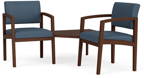 Lesro Lenox Wood 2 Reception Chairs with Corner Table - LW2301 Quick Ship