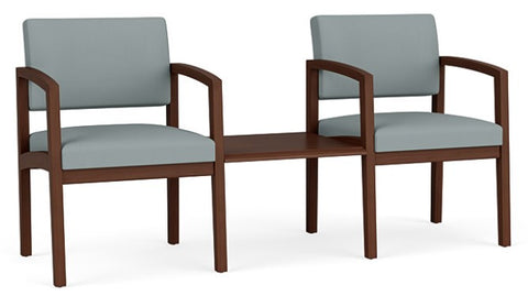 Lesro Lenox Wood 2 Reception Chairs with Connecting Center Table - LW2201 Quick Ship