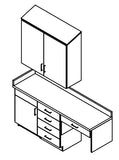 Exam Room Cabinet Package - Shaker door styling w/ desk and sink 72"w
